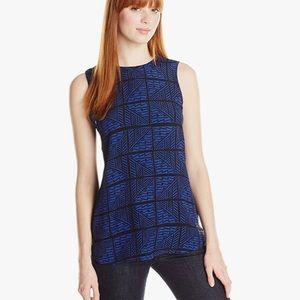 Lucky Brand Zig Zag Print Sleeveless Top blue Size XL